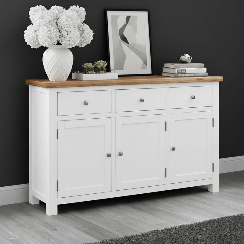 Photo 1 of Lundy medium sideboard - 3 door - white painted Photo 1 of Lundy medium sideboard - 3 door - white painted