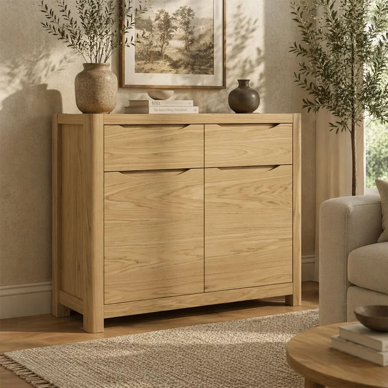Photo 1 of Stockholm compact sideboard - 2 door 2 drawer - oak Photo 1 of Stockholm compact sideboard - 2 door 2 drawer - oak