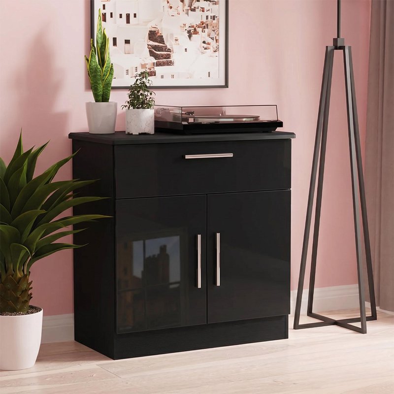 Photo 1 of Knightsbridge sideboard - compact - 2 doors - gloss black Photo 1 of Knightsbridge sideboard - compact - 2 doors - gloss black