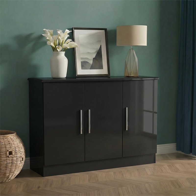 Photo 1 of Knightsbridge sideboard - small - 3 doors - gloss black Photo 1 of Knightsbridge sideboard - small - 3 doors - gloss black