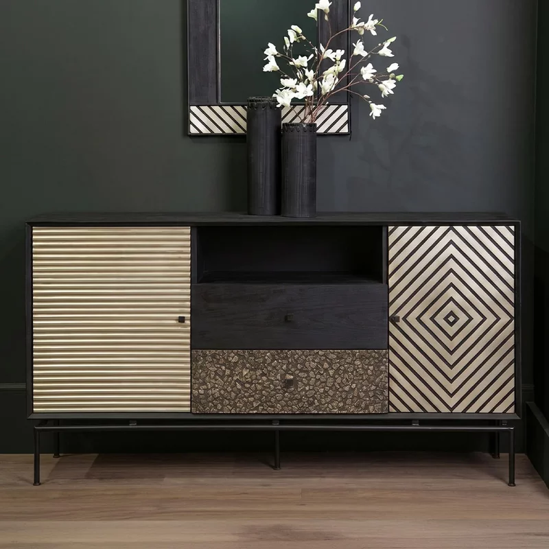 Photo 1 of Boho sideboard - 160cm - large - black mango wood Photo 1 of Boho sideboard - 160cm - large - black mango wood