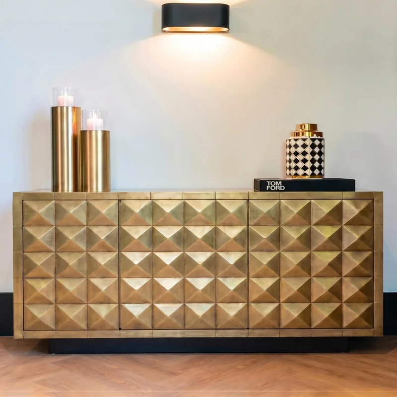 Photo 1 of Collada brass cladded 3 door extra large sideboard - 180cm Photo 1 of Collada brass cladded 3 door extra large sideboard - 180cm