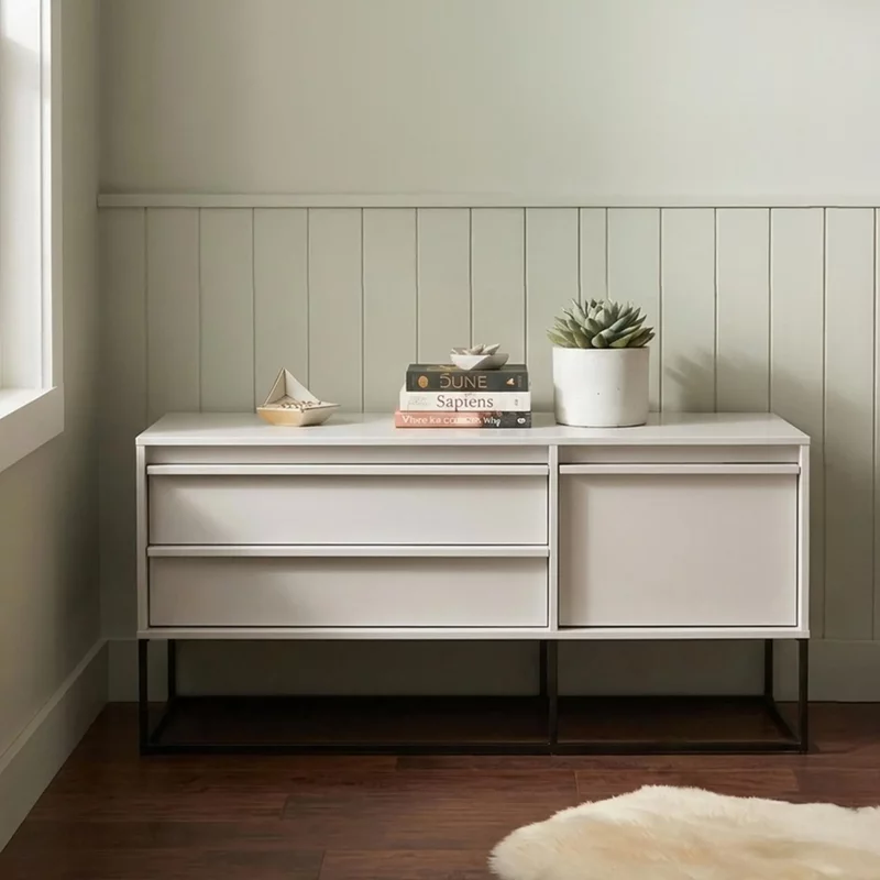 Photo 1 of Albion medium sideboard - 3 drawer - stone grey and black Photo 1 of Albion medium sideboard - 3 drawer - stone grey and black