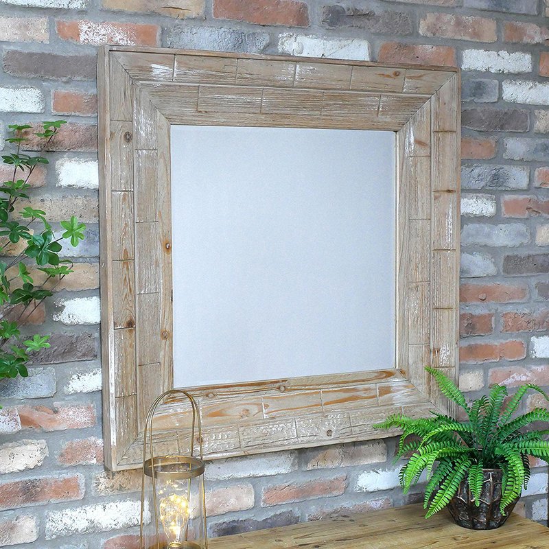 Photo 1 of Wall mirror - square - wooden frame Photo 1 of Wall mirror - square - wooden frame