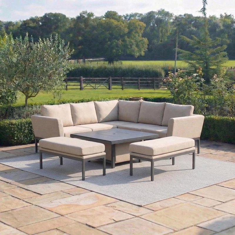 Photo 1 of Pulse corner square garden dining set - rising table - oatmeal Photo 1 of Pulse corner square garden dining set - rising table - oatmeal