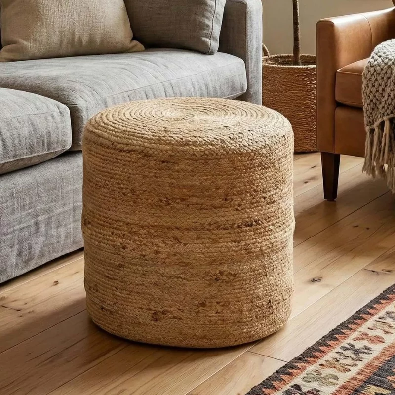 Photo 1 of Cerney jute round stool natural Photo 1 of Cerney jute round stool natural
