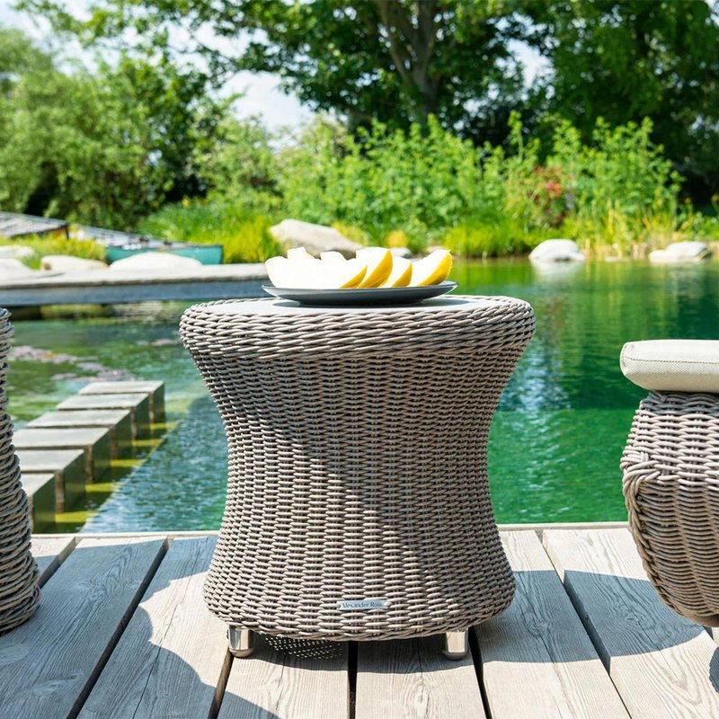 Photo 1 of Hazelmere round side table - garden - grey weave Photo 1 of Hazelmere round side table - garden - grey weave