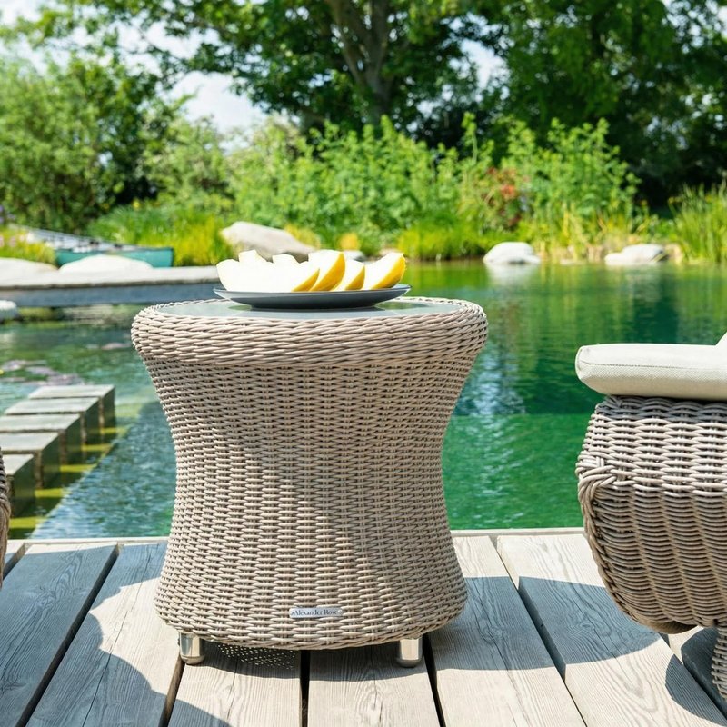 Photo 1 of Hazelmere round side table - garden - natural weave Photo 1 of Hazelmere round side table - garden - natural weave
