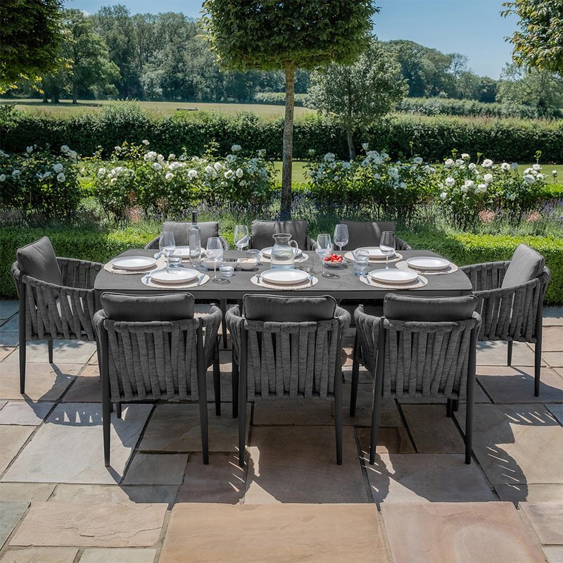 Photo 1 of Milan garden dining set - 8 seater - 220cm - ceramic top - charcoal Photo 1 of Milan garden dining set - 8 seater - 220cm - ceramic top - charcoal