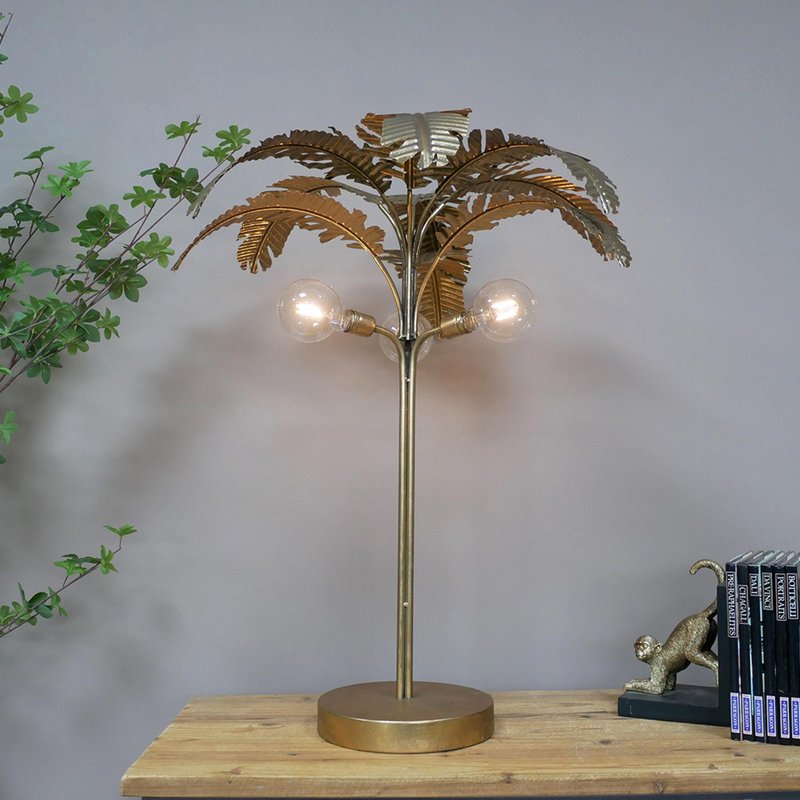Photo 1 of Gold palm tree table lamp Photo 1 of Gold palm tree table lamp