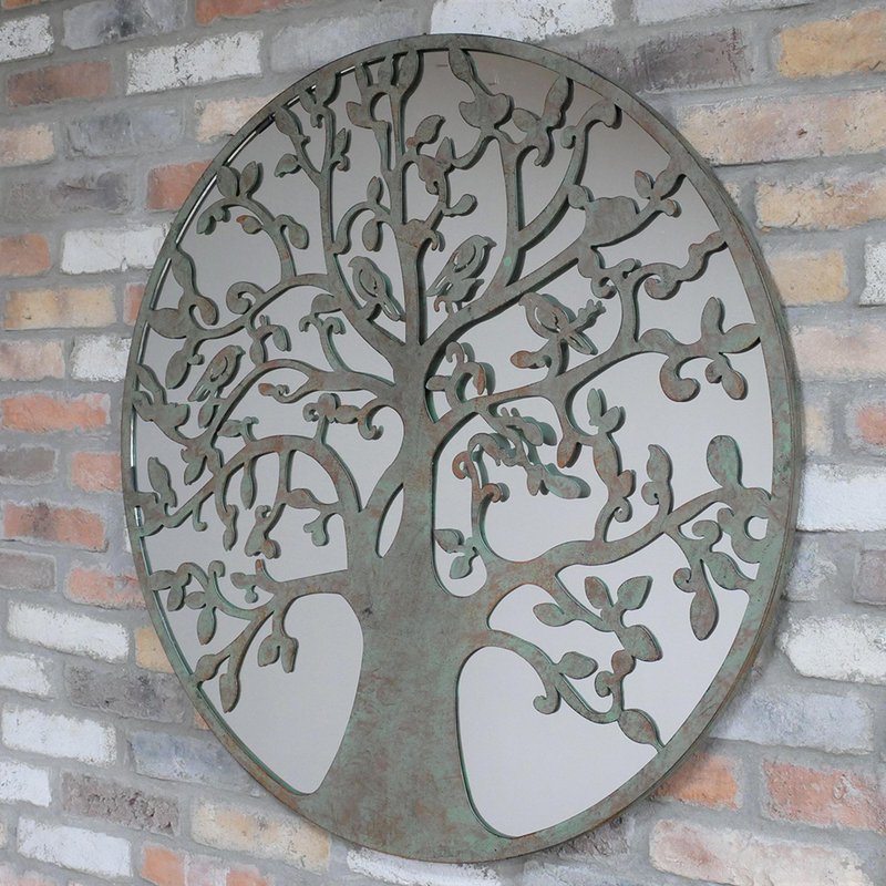 Photo 1 of Large tree round mirror - metal Photo 1 of Large tree round mirror - metal