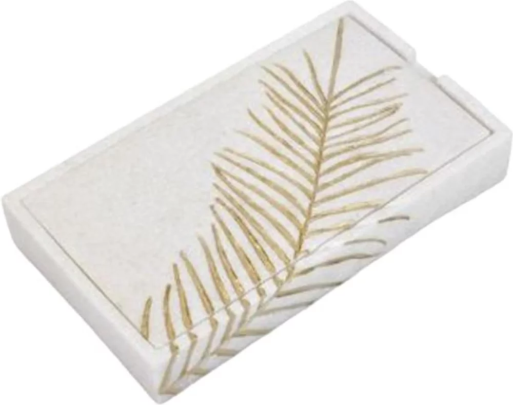 Photo 1 of Trinket box - white and gold stone - large Photo 1 of Trinket box - white and gold stone - large
