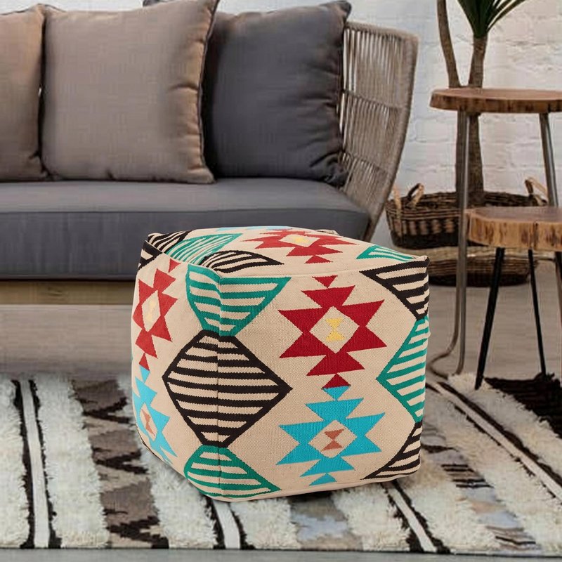 Photo 1 of Cefena pouffe - square - cream fabric Photo 1 of Cefena pouffe - square - cream fabric