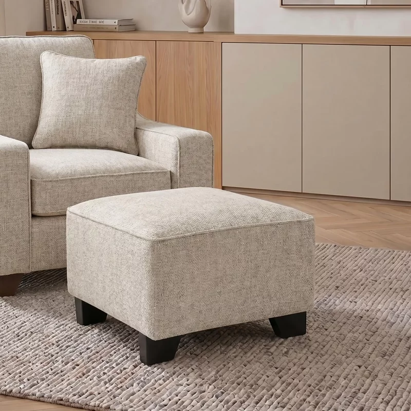 Photo 1 of Nebraska footstool - beige fabric Photo 1 of Nebraska footstool - beige fabric