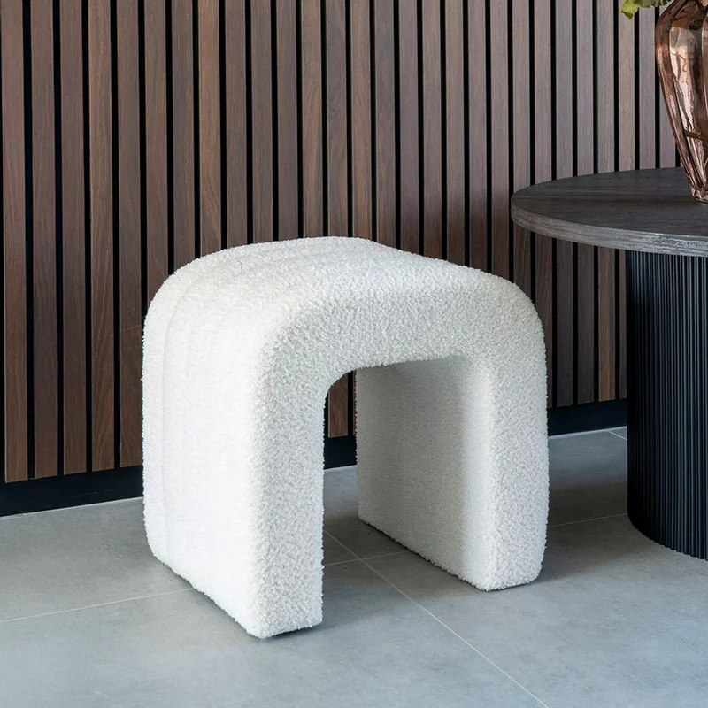 Photo 1 of Colma pouf - white boucle fabric Photo 1 of Colma pouf - white boucle fabric