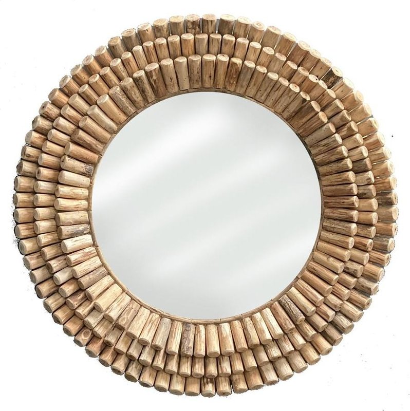 Photo 1 of Driftwood wall mirror - bamboo - large - round Photo 1 of Driftwood wall mirror - bamboo - large - round