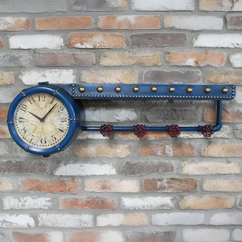 Photo 1 of Wall clock - blue - metal Photo 1 of Wall clock - blue - metal