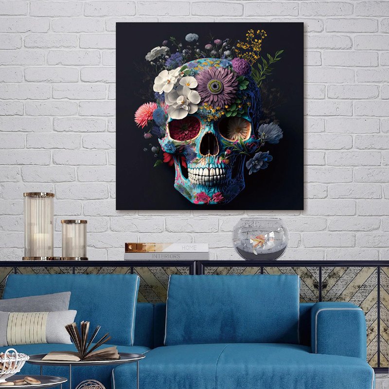 Photo 1 of Skull with flower wall art Photo 1 of Skull with flower wall art