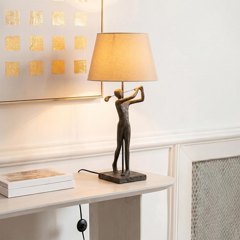 Photo 1 of Golfer table lamp - gold and black - polyresin Photo 1 of Golfer table lamp - gold and black - polyresin
