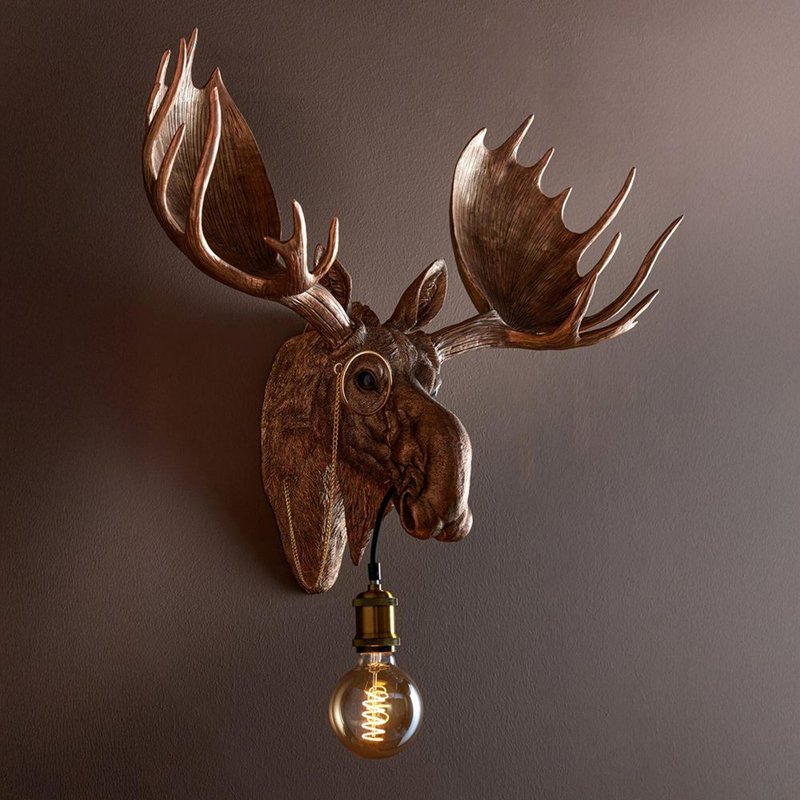 Photo 1 of Reindeer wall lamp - copper - polyresin Photo 1 of Reindeer wall lamp - copper - polyresin