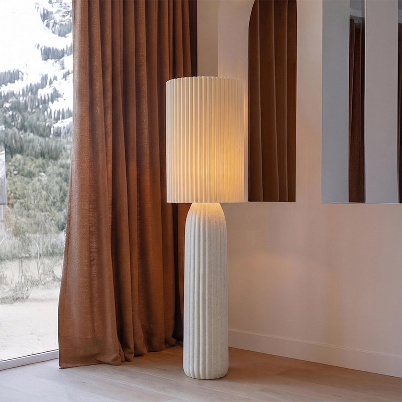 Photo 1 of Esmee fluted floor lamp - off white - ceramic Photo 1 of Esmee fluted floor lamp - off white - ceramic
