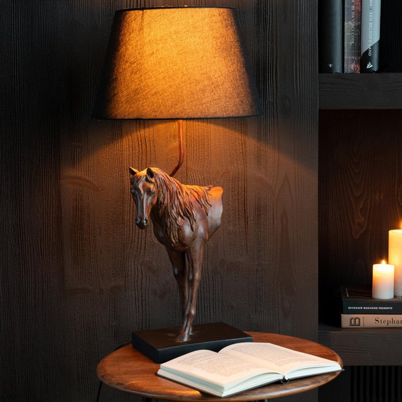 Photo 1 of Horse front table lamp - dark brown - polyresin Photo 1 of Horse front table lamp - dark brown - polyresin