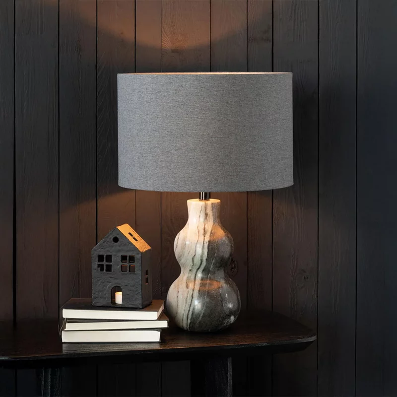 Photo 1 of Table lamp - black and light grey - marble Photo 1 of Table lamp - black and light grey - marble