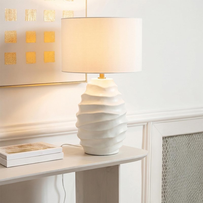 Photo 1 of Waving table lamp - white - ceramic Photo 1 of Waving table lamp - white - ceramic