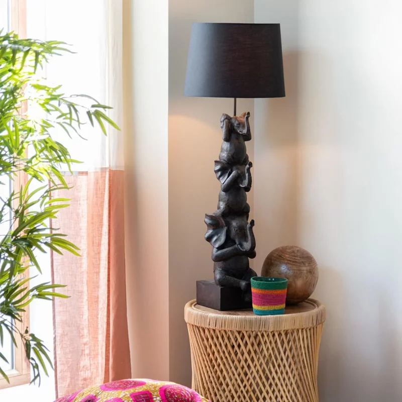 Photo 1 of 3 elephants table lamp - brown - polyresin Photo 1 of 3 elephants table lamp - brown - polyresin