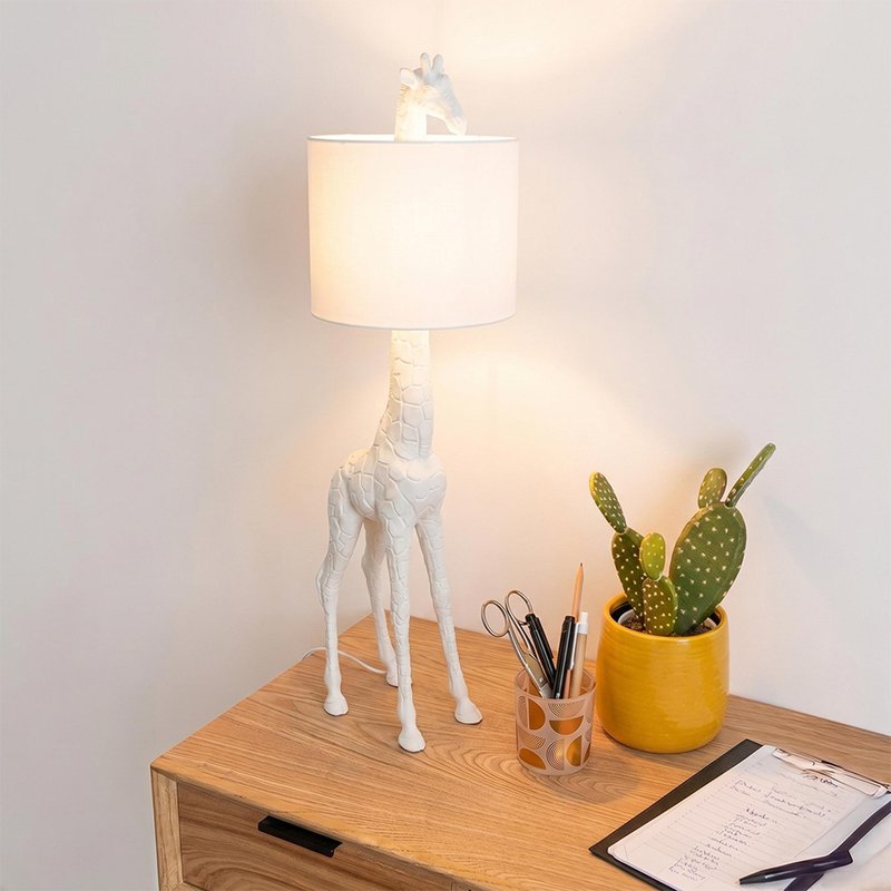 Photo 1 of Giraffe table lamp - white - polyresin Photo 1 of Giraffe table lamp - white - polyresin