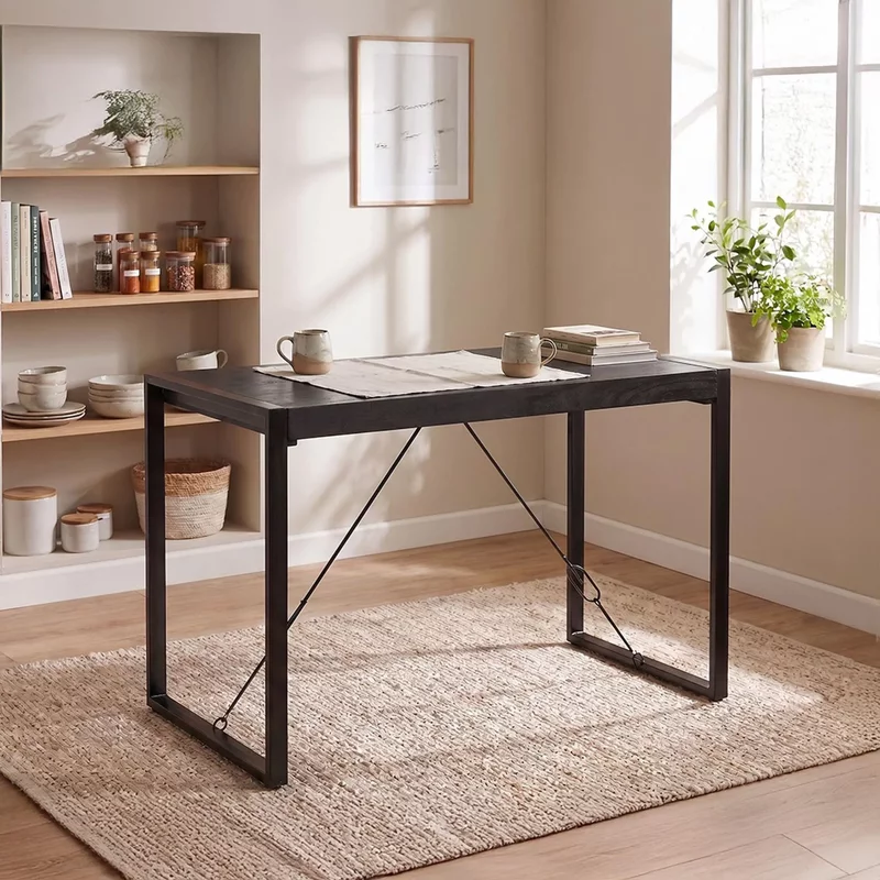 Photo 1 of Norris bar table - charcoal - rustic mango wood Photo 1 of Norris bar table - charcoal - rustic mango wood