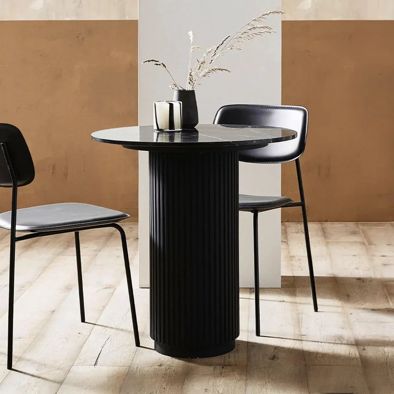 Photo 1 of Erie cafe table - round - black marble Photo 1 of Erie cafe table - round - black marble