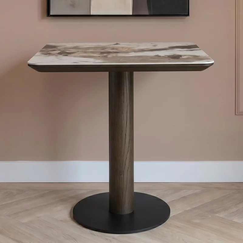 Photo 1 of Langford bistro table - square - brown - ceramic and oak Photo 1 of Langford bistro table - square - brown - ceramic and oak