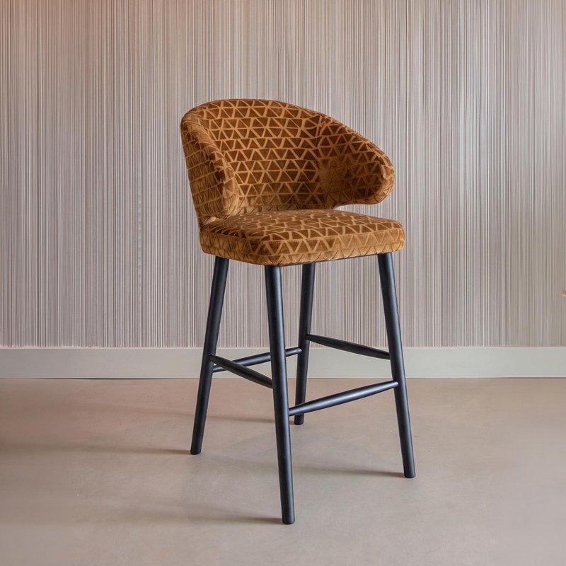 Photo 1 of Indigo gold fabric counter stool with back Photo 1 of Indigo gold fabric counter stool with back