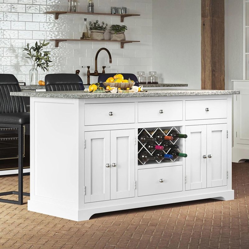 Photo 1 of White kitchen island - black granite top Photo 1 of White kitchen island - black granite top