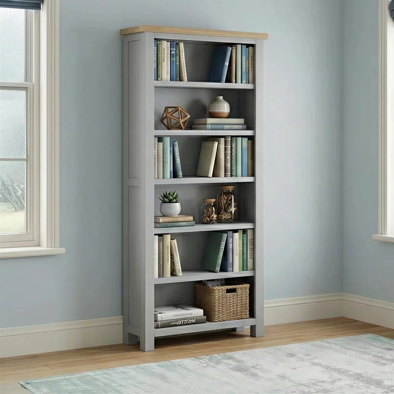 Photo 1 of Lundy bookcase - tall - grey painted Photo 1 of Lundy bookcase - tall - grey painted