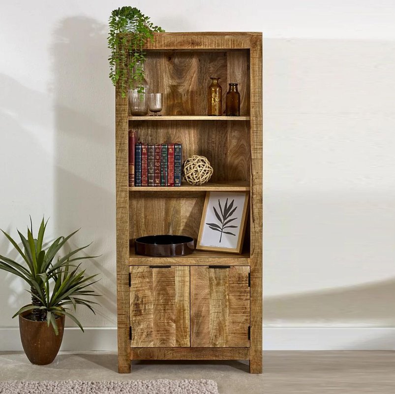 Photo 1 of Surrey bookcase - with cupboard - solid mango wood Photo 1 of Surrey bookcase - with cupboard - solid mango wood
