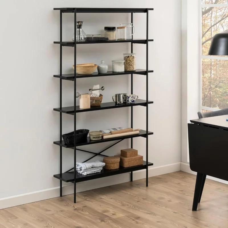 Photo 1 of Angus bookcase - open - black melamine Photo 1 of Angus bookcase - open - black melamine