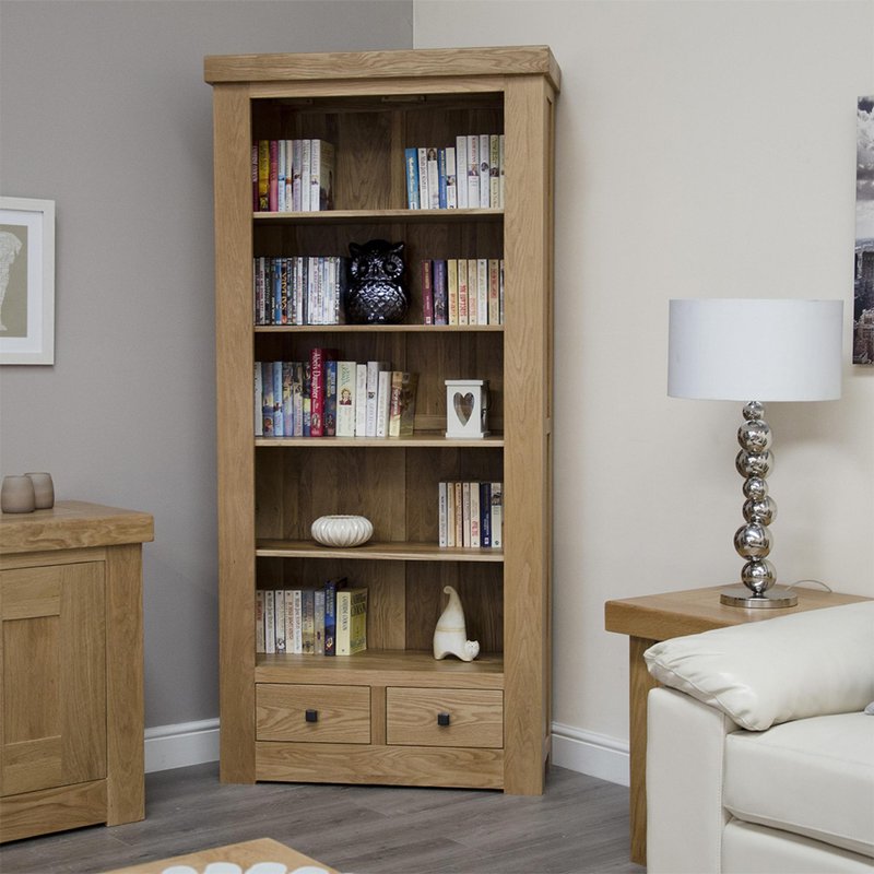 Photo 1 of Bordeaux large bookcase - 2 drawer - oak Photo 1 of Bordeaux large bookcase - 2 drawer - oak