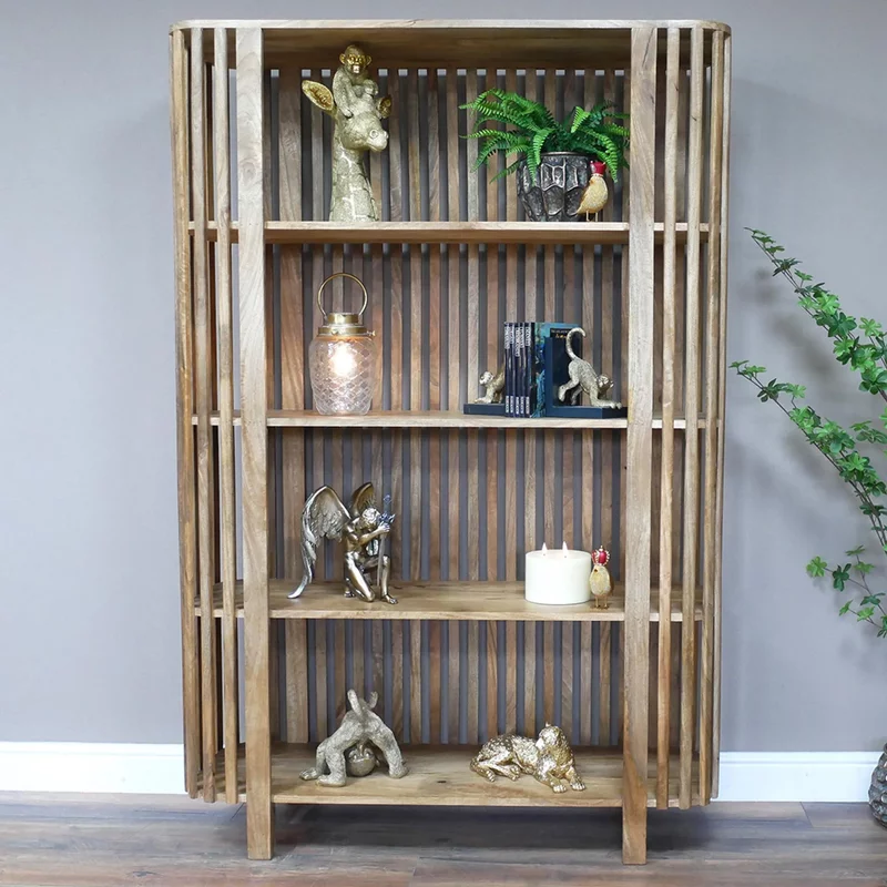Photo 1 of Bookcase - large - slatted - mango wood Photo 1 of Bookcase - large - slatted - mango wood