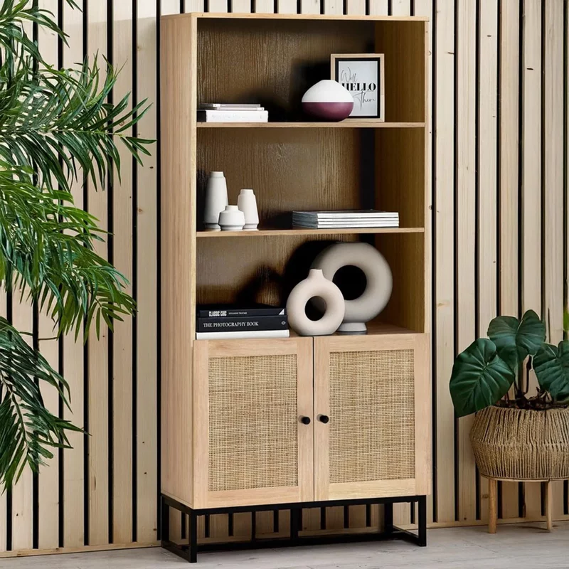 Photo 1 of Padstow bookcase - oak and rattan Photo 1 of Padstow bookcase - oak and rattan