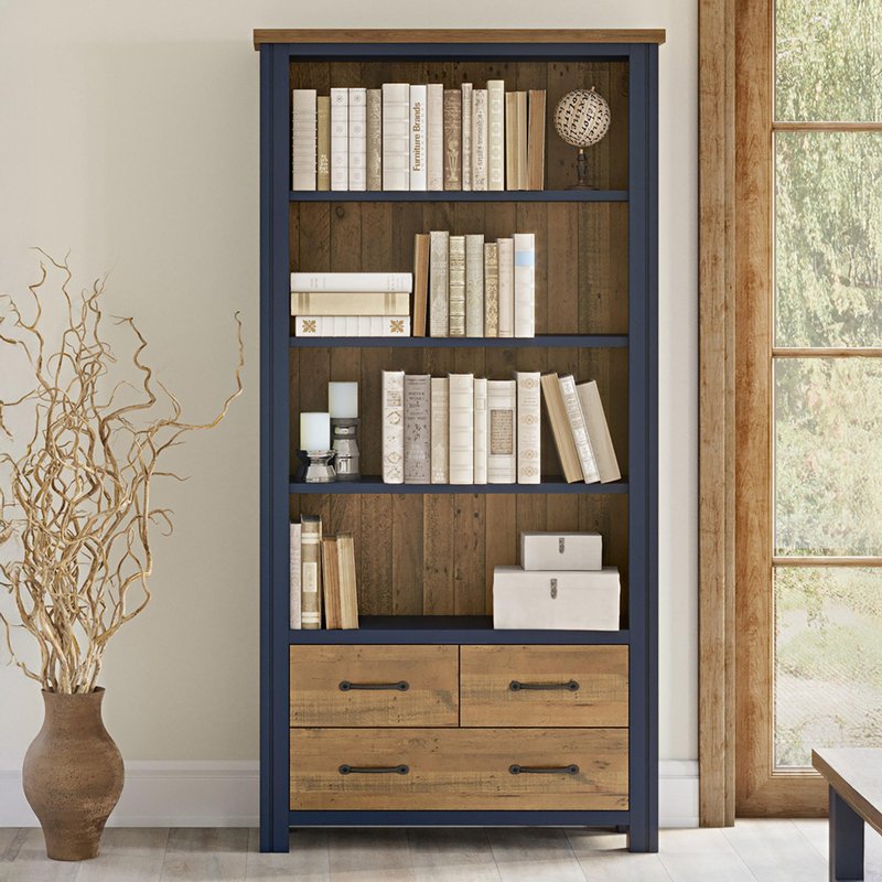 Photo 1 of Splash blue open bookcase - large - 3 drawer Photo 1 of Splash blue open bookcase - large - 3 drawer