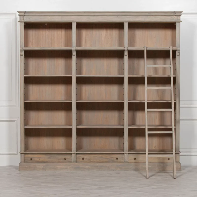 Photo 1 of White cedar wood bookcase with ladder - large Photo 1 of White cedar wood bookcase with ladder - large