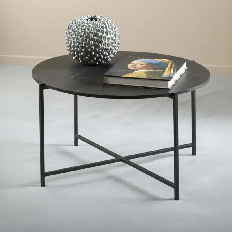 Photo 1 of Lamoine coffee table - round - black marble effect Photo 1 of Lamoine coffee table - round - black marble effect