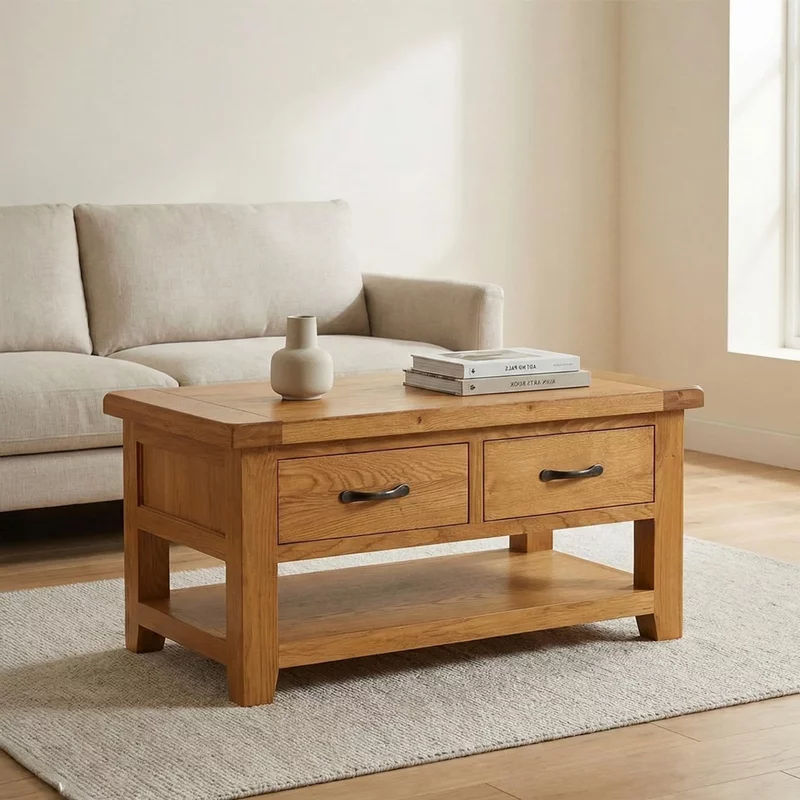 Photo 1 of Somer coffee table - 2 drawer - oak Photo 1 of Somer coffee table - 2 drawer - oak