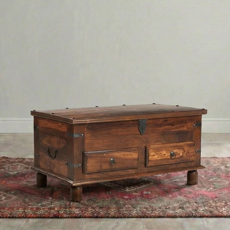 Photo 1 of Indian sheesham 2 drawer trunk coffee table Photo 1 of Indian sheesham 2 drawer trunk coffee table