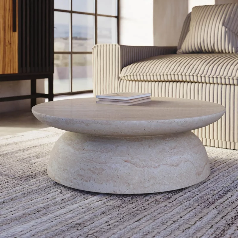 Photo 1 of Diablo round coffee table - light travertine Photo 1 of Diablo round coffee table - light travertine