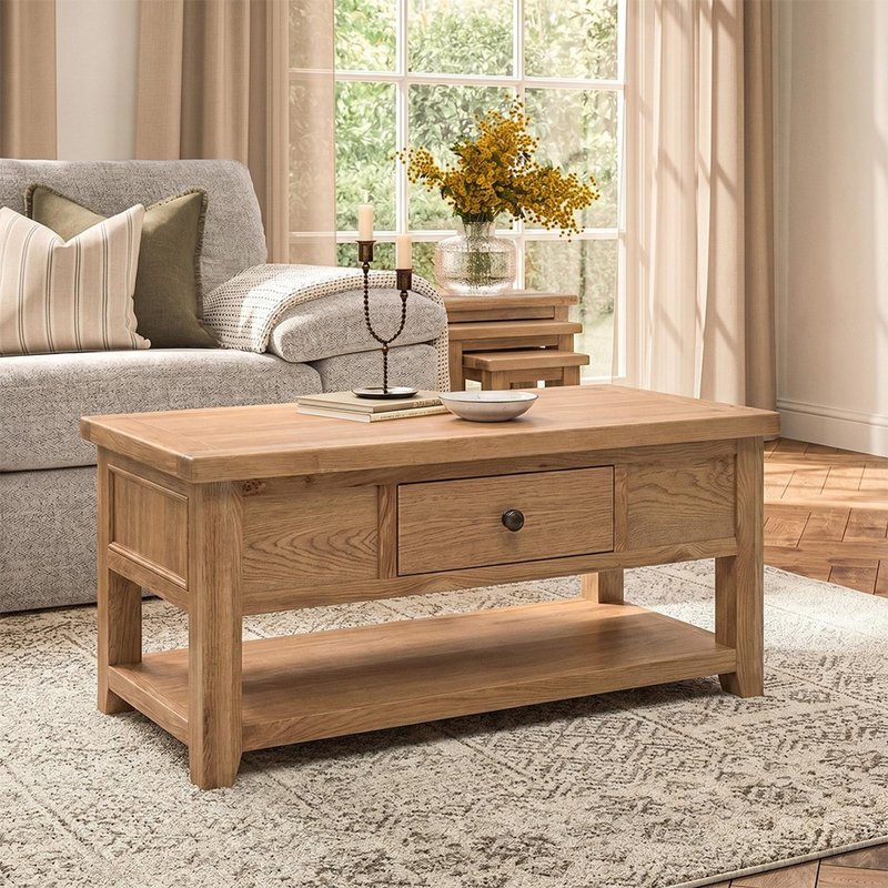 Photo 1 of Appleby coffee table - 1 drawer - oak Photo 1 of Appleby coffee table - 1 drawer - oak