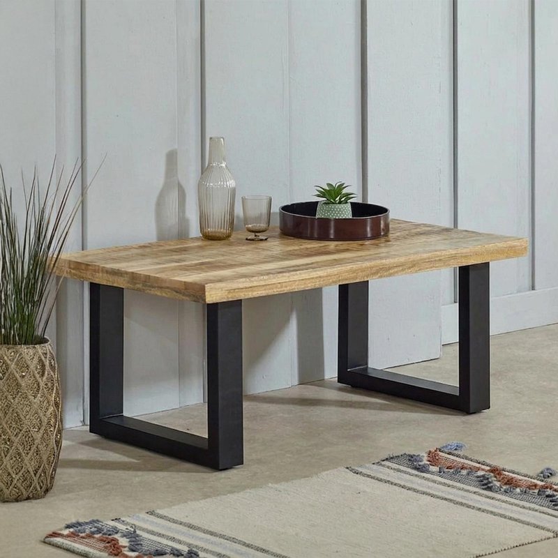 Photo 1 of Surrey coffee table - black u legs - solid mango wood Photo 1 of Surrey coffee table - black u legs - solid mango wood