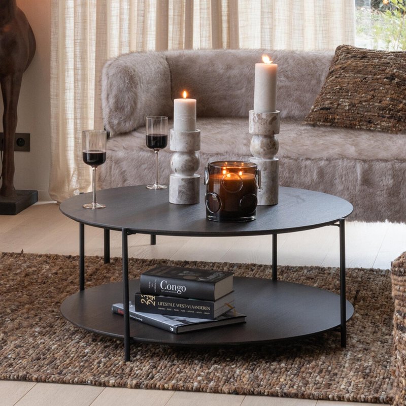 Photo 1 of Coffee table - round - large - dark brown - metal Photo 1 of Coffee table - round - large - dark brown - metal